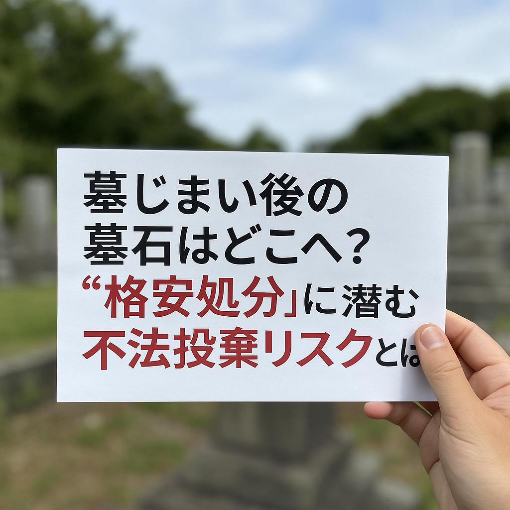 墓じまい後の墓石はどこへ？ “格安処分”に潜む不法投棄リスクとは - 八 
