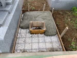 南柏霊園 2026年7月施工事例「シンプルで長く安心してお参りできるお墓を」基礎工事4